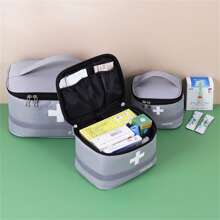1pc Minimalist Visible Nylon Oxford Medicine Storage Bag, Suitable For Family Travel First Aid Pack, Unisex For Daily Indoor & Outdoor Use Medicine Bag Medicine Storage Bag Medicine Organizer First Aid Kit First Aid Bag Travel Accessories Travel Organizer Travel Essentials Travel Stuff Travelling Bag College Vacation Cruise Summer Holiday Essentials For Outdoor Camping Hiking Hunting