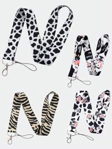 1 Stück Tier Leoparden Muster Zebra Muster Handyband Langes Band Süße Kuh Lanyard Schlüsselanhänger Kartenhalter Lanyard Auto Zubehör Taschenbehang Schule Tier Goth Y2k Taschenzubehör Lanyards mit ID Halter Auto Zubehör Taschenbehang