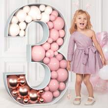 1 个大型马赛克 3D 数字气球框架，引人注目的马赛克数字框架，高度 2.3 英尺/3 英尺/4 英尺，适合 1 岁生日、1 周年纪念装饰，非常适合周年纪念/生日/庆祝活动 - 彩色 - 查看 30