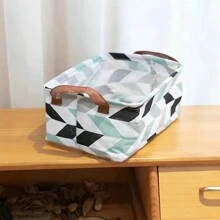 1 pièce Boîte de rangement en tissu avec motif géométrique. Panier de rangement pour articles de bureau, livres, CD, produits de rangement pour la maison et la salle de bain. Décoration d'automne, retour à l'école.
