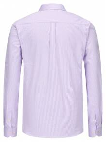 1 Stück Herren Gestreiftes Oxford Langarm Freizeithemd, Frühling/Herbst