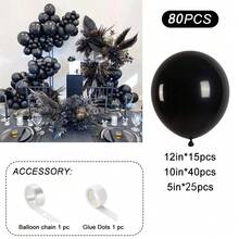 Bộ 80 vòm cao su đen, thích hợp cho đám cưới, sinh nhật, lễ tốt nghiệp, trang trí tiệc độc thân, tiết lộ giới tính, trang trí tiệc, trang trí trong nhà và ngoài trời - Nhiều màu - Xem 2