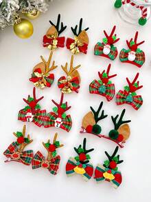 4 chiếc kẹp tóc sừng tuần lộc Giáng sinh, thích hợp làm quà tặng Giáng sinh cho bé gái - Nhiều màu - Xem 7
