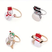 4 件节日仪式餐巾环装饰，适合圣诞派对、周年纪念、生日、复活节、秋季、感恩节、活动餐桌布置 - 彩色 - 查看 6