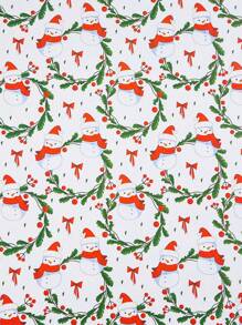 1pc Holiday Christmas Gift Wrapping Paper - Cartoon Santa Claus & Christmas Tree Pattern Double Sided Gift Wrap - Multicolor - View 8