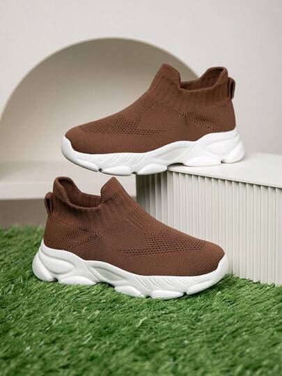 1 Pair Kids' Breathable, Elastic, Soft, Shock-Absorbing, Quick-Drying, Non-Slip, Durable Casual Sports Shoes, Suitable For Running, Walking, Street Style, Unisex