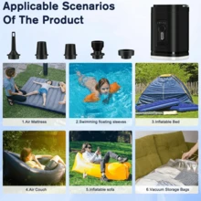 Portable Mini Air Pump Rechargeable Camping For Air Bed Mattress And Kayak USB - 黑色 - 查看 6
