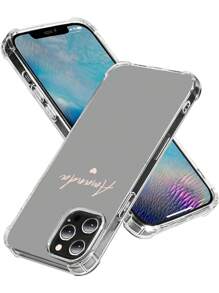 Customized Heart-Shaped Signature Short Phrase Text Shockproof Thick Transparent Phone Case Cover Suitable For S23, S24 Ultra, A15, S22, S23, S25 Ultra, A13, A14, A16, A53, A54, A55, A56, A05, A04,Boyfriend,Girlfriend,Family,Friends,Grandparents,Couple