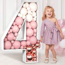 1 个大型马赛克 3D 数字气球框架，引人注目的马赛克数字框架，高度 2.3 英尺/3 英尺/4 英尺，适合 1 岁生日、1 周年纪念装饰，非常适合周年纪念/生日/庆祝活动 - 彩色 - 查看 15