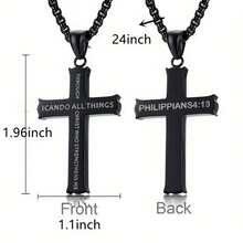 "I Can Do All Things Through Christ" Cross Christian Necklace - As Shown - View 4