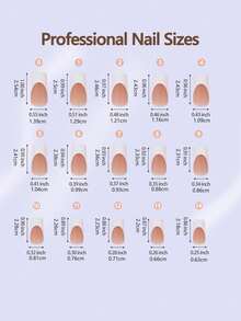 240 件矩形棕色和白色法式凝胶指甲贴，法式指甲贴胶，3 合 1 法式方形凝胶指甲贴，适用于 DIY 美甲，15 种尺寸适合女性指甲装饰 - 彩色 - 查看 3