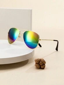 1 副儿童金属飞行框架涂层彩色可爱个性化装饰时尚眼镜，颜色可选，适合假装 - 彩色 - 查看 8