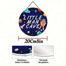Original Art Deco Style Little Man Cave Wooden Wall Art Sign - Wall Mountable Space-Themed Hanging Decor For Living Room, Home, Restaurant, Bar, Cafe - Multicolor - View 12