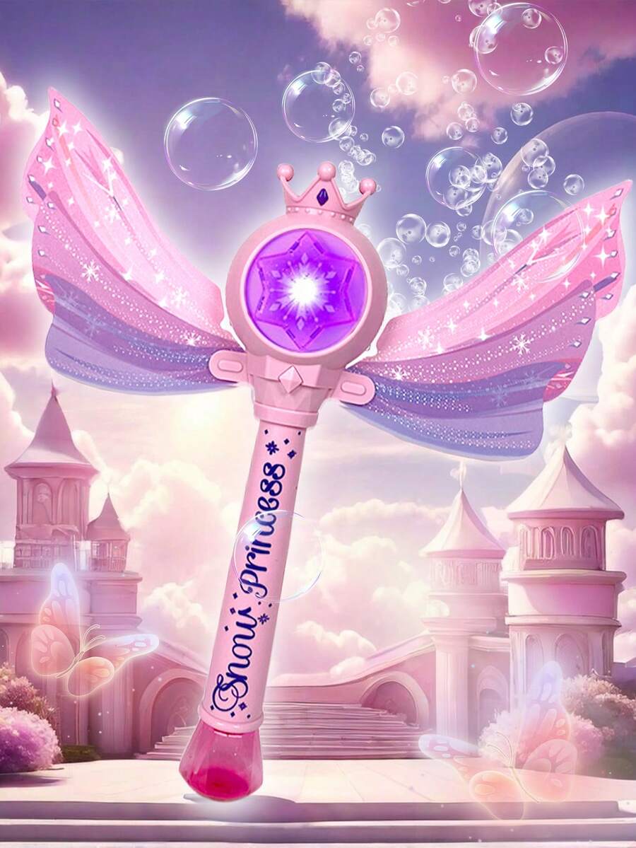 1pc Princess Magic Wand Bubble Blower cầm tay chống rò rỉ phát sáng có nhạc, cánh rung, đồ chơi thổi bong bóng ngoài trời - Phụ kiện Màu sắc ngẫu nhiên