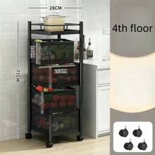 Drehbarer multifunktionaler Küchenorganizer Regal, bodenstehendes mehrstöckiges Heim Snack/Obst/Gemüse Aufbewahrungskorb