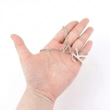 1件简约大字母吊坠项链，经典不锈钢T字形回形针链，女士 - 銀色 - 查看 3