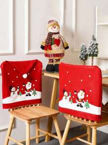 1 pieza/2 piezas/4 piezas Fundas decorativas navideñas para silla, fundas traseras de silla con estampado de tela no tejida de Papá Noel, decoración para fiestas festivas, decoración navideña de cocina, Halloween, decoración de Halloween
