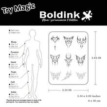 Boldink Công nghệ hình xăm không vĩnh viễn, Thiết kế lấy cảm hứng từ bướm, Không thấm nước và chân thực, Dễ sử dụng và áp dụng, Kéo dài 1-2 tuần, Thích hợp cho người mới bắt đầu, Hiệu ứng hình xăm chân thực, Hình xăm tạm thời bền và tối giản - màu đen - Xem 4