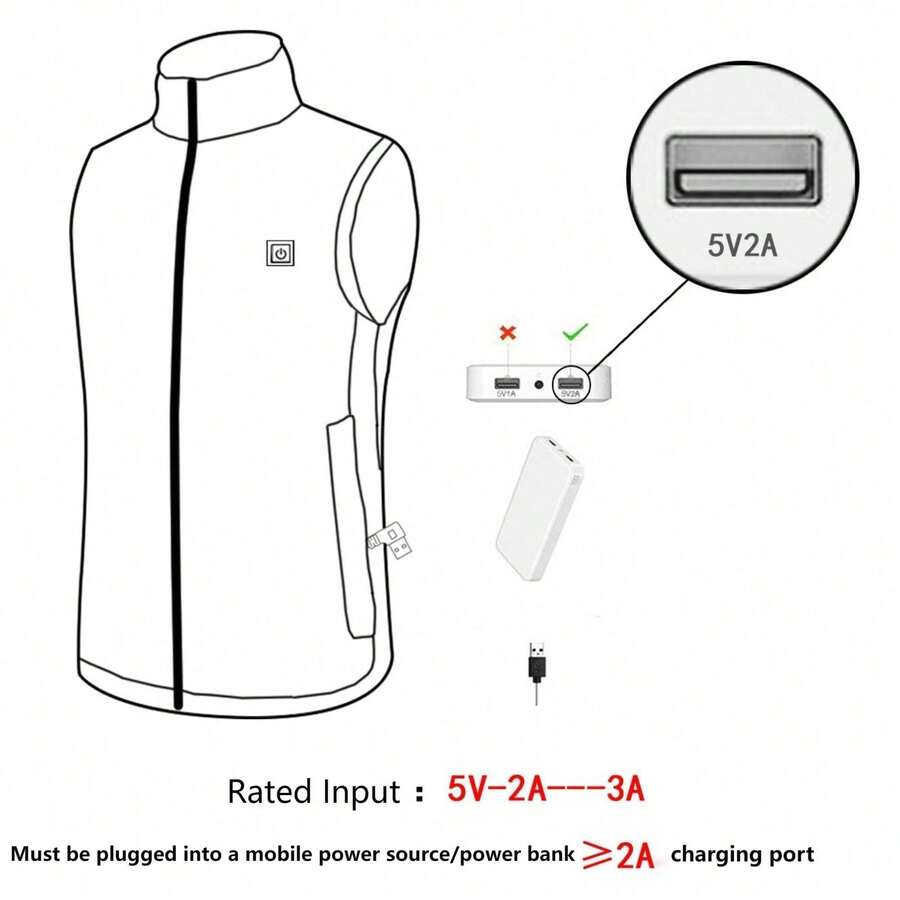Electric Heating Vest,3Speed Temperature Control 5Zone Heating Design