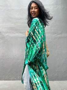 Plus Size Boho Chic Kimono Cover Up - Lightweight & Flowy Tie Dye Beachwear - Stylish Open Front For Women - Multicolor - View 4