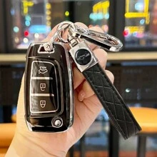 Llavero con logo de coche, adecuado para el soporte de llaves de TPU - Práctica funda para llavero para el coche Elantra 2020, Ix35 2019 Accent, plegable de alta gama, opción ideal para entusiastas - Unitalla - Ver 1