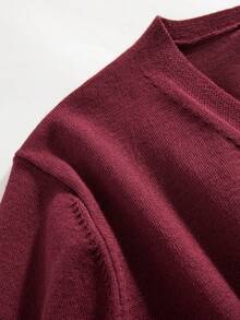 GIGOGOU Women's Solid Color Button Front Long Sleeve Casual Top, Everyday Wear - Burgundy - View 10