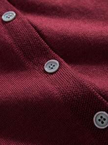 GIGOGOU Women's Solid Color Button Front Long Sleeve Casual Top, Everyday Wear - Burgundy - View 12