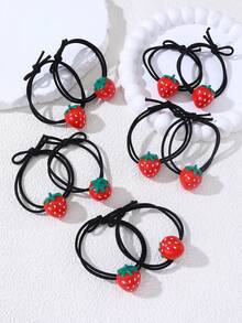 5/10 dây buộc tóc hình quả dâu tây tươi tối giản, thích hợp cho búi tóc, tóc đuôi ngựa, dây buộc tóc cho phụ nữ - Nhiều màu - Xem 3