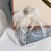 1 buc breloc cu fundă de perlă artificială, pandantiv pentru rucsac, decor elegant pentru carcasă de telefon cu mărgele, design simplu cu fundă din aliaj de zinc, suvenir pentru cadouri de Ziua Îndrăgostiților cu 4 anotimpuri, accesorii auto, pandantiv pentru geantă, perlă școlară, drăguț, gotic Y2k