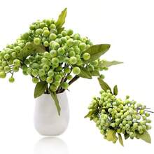 1/3/6PCS 绿色人造浆果茎圣诞采摘花环装饰，人造浆果，逼真的绿色浆果带茎，假水果绿色浆果适用于圣诞婚礼，DIY 新娘花束，家庭厨房派对装饰，家庭，户外，办公室，花园，婚礼，商店装饰，也是 DIY 工艺品、桌面装饰、浪漫装饰、春、夏、秋、冬、四季和圣诞节通用装饰花的理想选择 - 彩色 - 查看 1