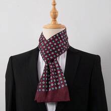 Elegant Men's Fashion Floral Print Scarf, Soft Faux Silk Neckerchief, Perfect Gift For Business/Formal Occasions, Spring/Autumn - Multicolor - View 14