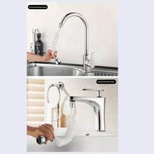 1 vòi nước nhà bếp sục khí, chất liệu ABS, ống mềm kéo dài, vòi chống bắn nước, đầu vòi sục khí dài có thể thu vào linh hoạt - bạc trắng - Xem 5