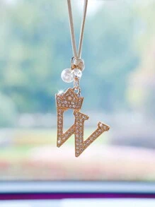 1pc Crown-Shaped Metal Alphabet Car Interior Hanging Decor - one-size - View 8