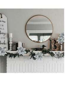 10 CÁI Hoa trạng nguyên lấp lánh Giáng sinh Hoa trang trí Giáng sinh nhân tạo Hoa trang trí và Hoa trạng nguyên lấp lánh Đồ trang trí cây thông Noel cho Đám cưới Giáng sinh - Bạc - Bạc - Xem 3