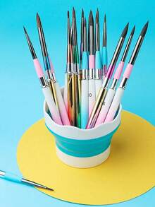 1 chiếc giá đựng cọ nghệ thuật bằng silicon có thể gập lại và xô rửa, để vệ sinh và rửa sạch cọ vẽ, nhỏ gọn và di động - Nhiều màu - Xem 6