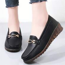 Comfortable Platform Shoes Rocking Casual Slip-On Loafers Non-Slip Soft Bottom Moccasins Mother Shoes - Black - View 3