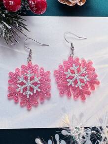 1 对时尚亚克力经典圣诞雪花设计女士耳环，圣诞珠宝 - 雪花 - 查看 13