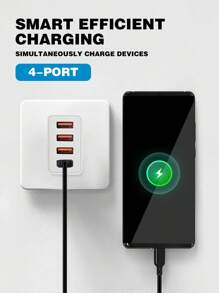 4-Port US Plug USB Charger, UL Listed 3.0 Fast Charging Wall Adapter, 3.1A Multi USB Power Supply Compatible With IPhone/Android Phones, Cameras, MP3 And More