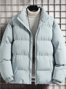 Abajo chaqueta de algodón de los hombres abrigo nuevo invierno casual suelta engrosada ropa de algodón estudiantes pan frío ropa - Azul - Ver 1