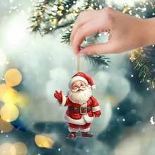 圣诞老人吊坠，双面可拆卸亚克力 - 圣诞主题家居和圣诞树装饰品，适合节日装饰 | 冬季庆祝活动的季节性吊坠 - 圣诞树装饰的最佳选择 - 彩色 - 查看 11