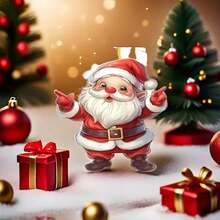 圣诞老人吊坠，双面可拆卸亚克力 - 圣诞主题家居和圣诞树装饰品，适合节日装饰 | 冬季庆祝活动的季节性吊坠 - 圣诞树装饰的最佳选择 - 彩色 - 查看 3