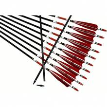 12PCS Red Turkey Feather 31 Inches Carbon Arrows Replacement Tips Targeting Arrows Archery For Recurve Longbow Hunting & Practice - Red - View 5