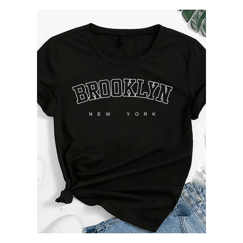 T-Shirts Women's T-Shirt Stylish T-Shirt Brooklyn - 黑色 - 查看 1