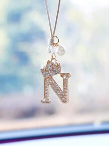 1pc Crown-Shaped Metal Alphabet Car Interior Hanging Decor - one-size - View 30