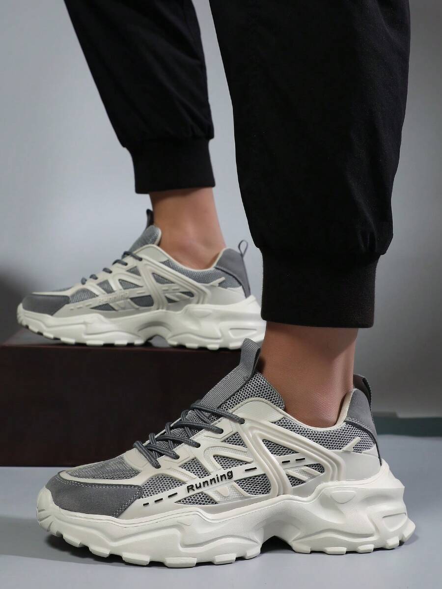 Giày thể thao ngoài trời thường ngày cho nam, giày đế thấp thời trang, thoải mái, chống trượt, thoáng khí, hấp thụ sốc, phù hợp cho mùa xuân và mùa thu - Xám - Xem 1