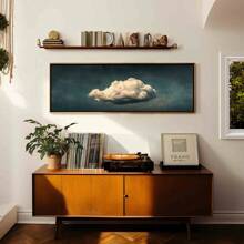 一套 1 件，复古喜怒无常云墙艺术相框，全景极简主义墙艺术，横向云朵印花，大型云朵艺术，超宽床上方装饰，帆布海报，家庭、客厅、卧室帆布墙装饰，墙艺术 - 彩色 - 查看 5