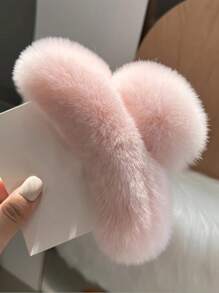 新款超大号真兔毛发夹发饰，高端毛绒发卡，女士秋冬情人节发爪夹，发夹，发卡，发夹，发卡，发卡，发夹，发卡，秋季发饰，女士度假装扮，情人节礼物，夏季海滩 - 彩色 - 查看 8