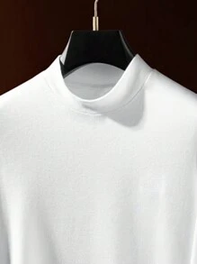 Set de 3 camisetas de manga larga de cuello alto de unicolor casuales para hombre - Blanco - Ver 3