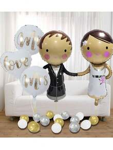 22 件全新婚礼派对新郎新娘气球套装婚礼装饰气球单身派对照片拍摄 - 彩色 - 查看 3