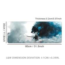 Alfombrilla de ratón con diseño de samurái japonés y lobo de anime, extra grande para escritorio, impresión HD, personalización precisa, disponible en varios tamaños, base de goma antideslizante de alta calidad, costura en todo el borde, adecuada para uso doméstico y oficina, gran regalo para amigos - dibujos animados - Ver 16